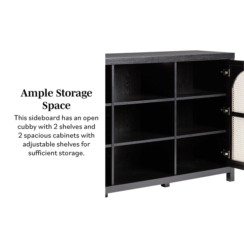 Pemberly Row Modern Arched Rattan 2-Door Wood Sideboard 58