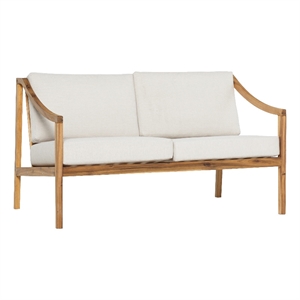 Pemberly Row Modern Solid Wood Outdoor Curved Arm Loveseat - Natural