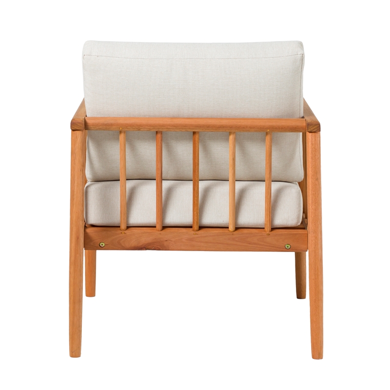 Pemberly Row Outdoor Solid Wood Spindle Style Single Lounge Chair - Natural