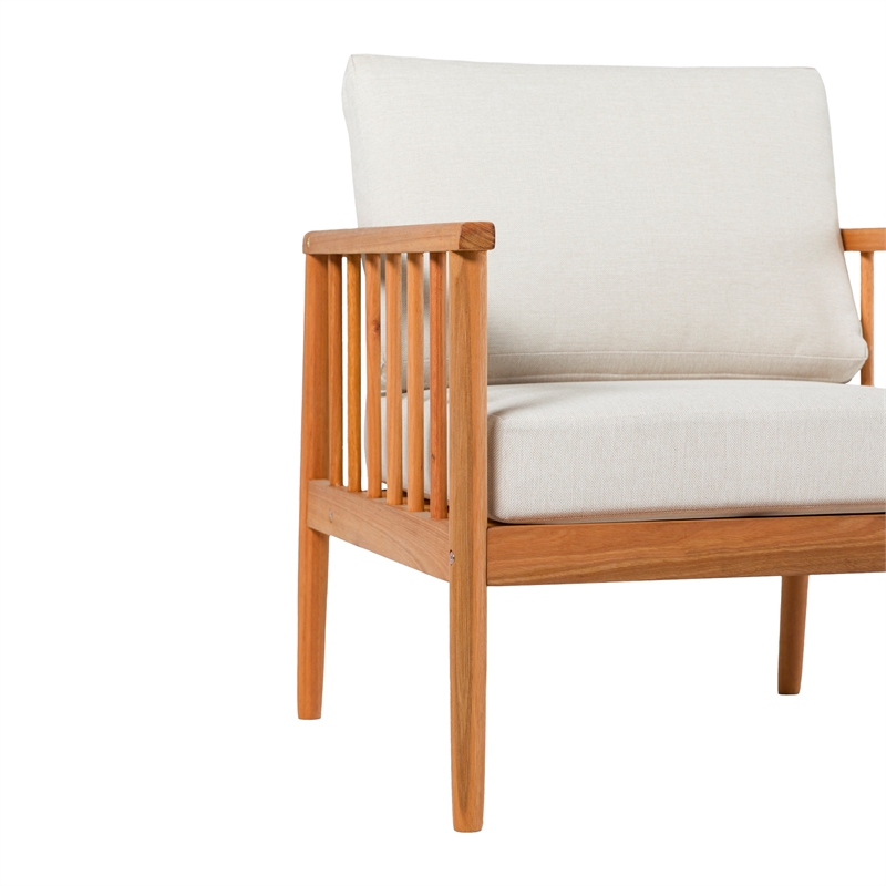 Pemberly Row Outdoor Solid Wood Spindle Style Single Lounge Chair - Natural