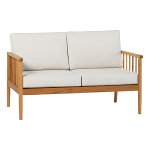 Pemberly Row Modern Outdoor Solid Wood Spindle Style Double Lounge - Natural