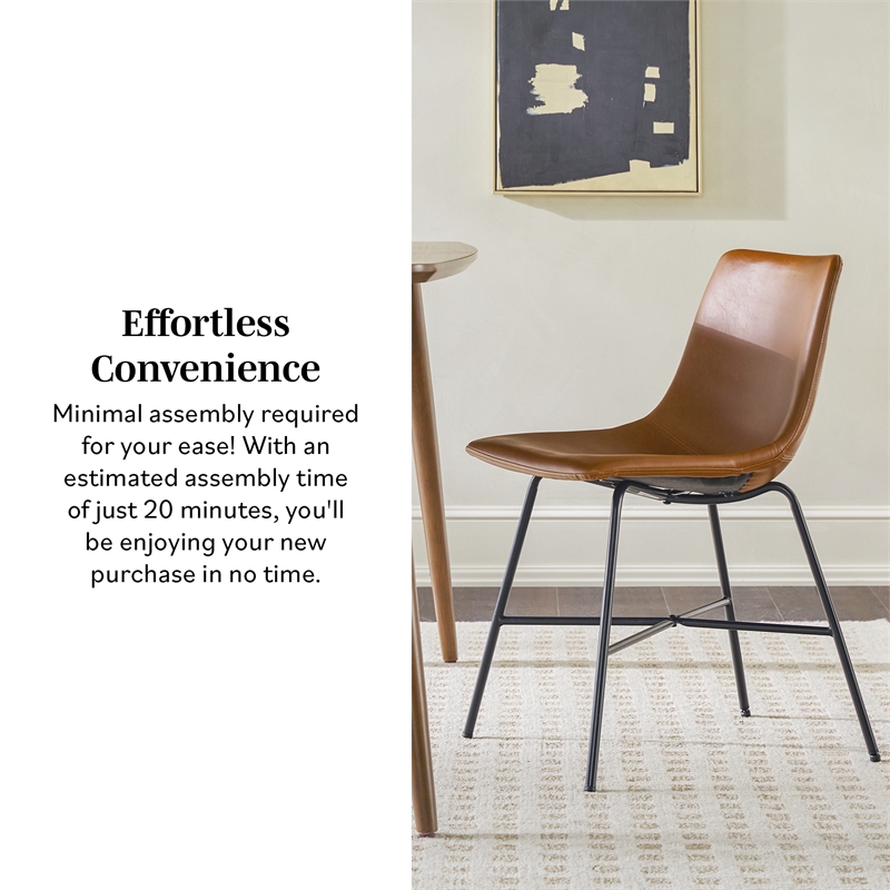 Pemberly Row Upholstered Dining Chair with Metal X Base - 2pk- Whiskey Brown