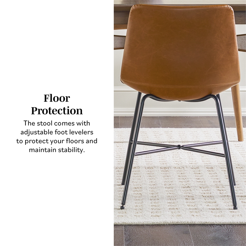 Pemberly Row Upholstered Dining Chair with Metal X Base - 2pk- Whiskey Brown