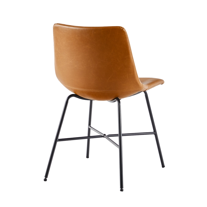 Pemberly Row Upholstered Dining Chair with Metal X Base - 2pk- Whiskey Brown