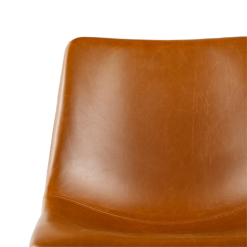 Pemberly Row Upholstered Dining Chair with Metal X Base - 2pk- Whiskey Brown