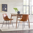 Pemberly Row Upholstered Dining Chair with Metal X Base - 2pk- Whiskey Brown