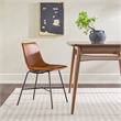 Pemberly Row Upholstered Dining Chair with Metal X Base - 2pk- Whiskey Brown