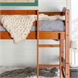 Pemberly Row Transitional Twin-over-Twin Solid Wood Bunk Bed Frame in Cherry