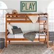 Pemberly Row Transitional Twin-over-Twin Solid Wood Bunk Bed Frame in Cherry