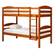 Pemberly Row Transitional Twin-over-Twin Solid Wood Bunk Bed Frame in Cherry