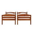 Pemberly Row Transitional Twin-over-Twin Solid Wood Bunk Bed Frame in Cherry