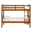 Pemberly Row Transitional Twin-over-Twin Solid Wood Bunk Bed Frame in Cherry