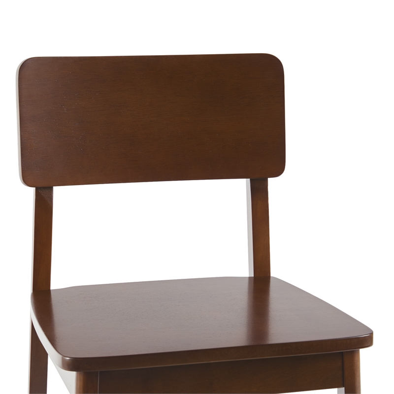 Pemberly Row 2-Piece Minimalist Solid Wood Counter Stool - Set of 2 - Walnut