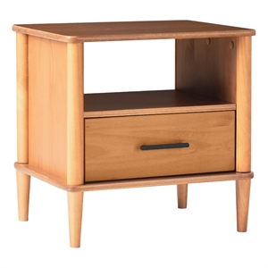 Pemberly Row 20&quot Spindle Leg Solid Wood Nightstand in Caramel