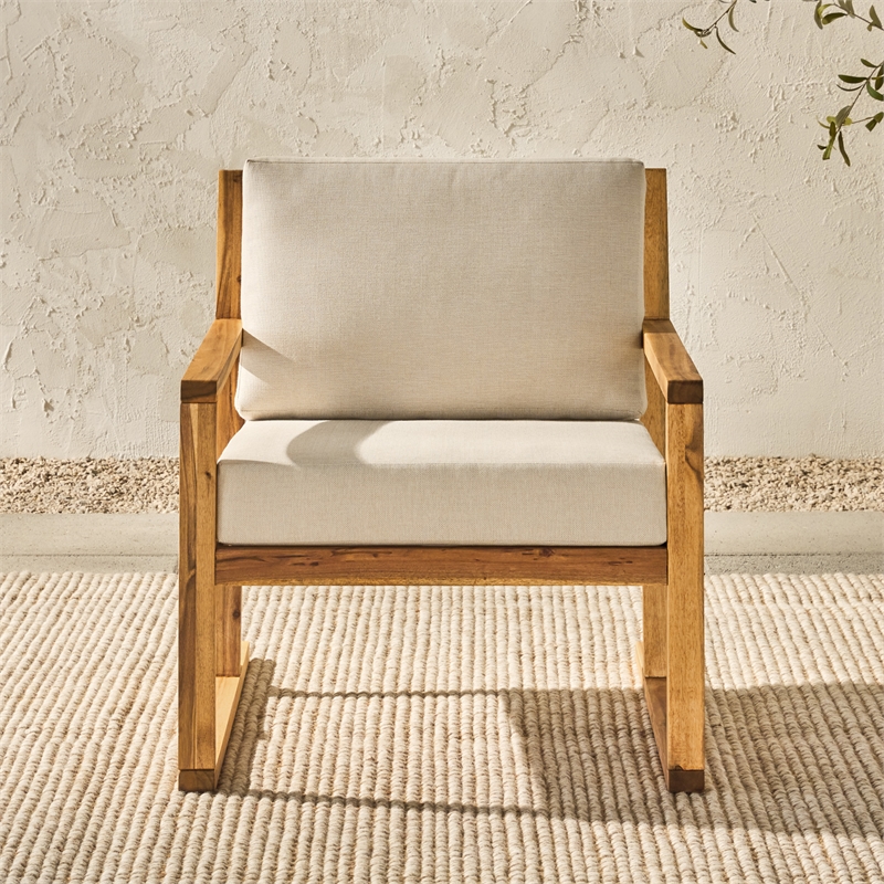 Pemberly Row Modern Slat Back Solid Wood Club Chair - Natural