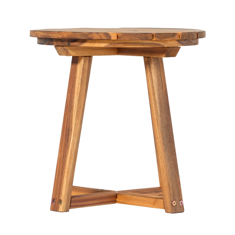 Pemberly Row Modern Slat Back Solid Wood Side Table - Natural