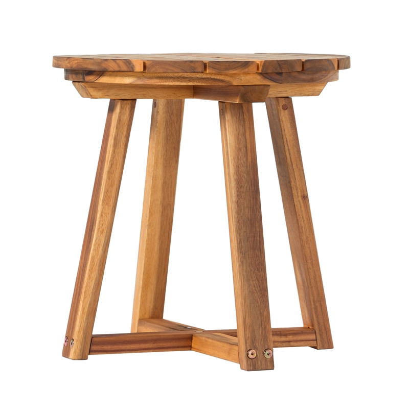 Pemberly Row Modern Slat Back Solid Wood Side Table - Natural