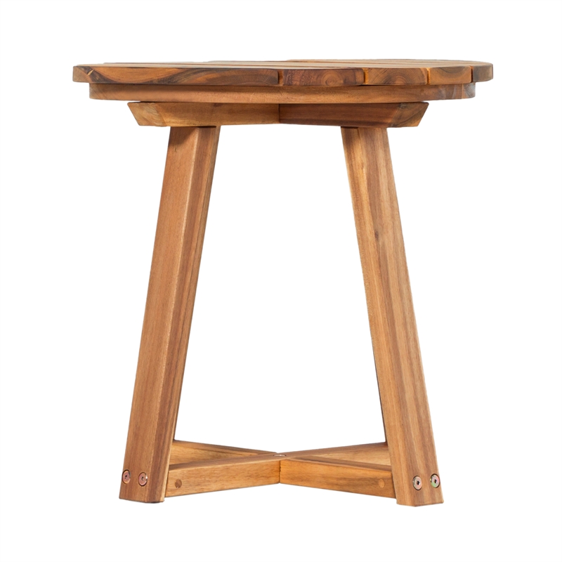 Pemberly Row Modern Slat Back Solid Wood Side Table - Natural