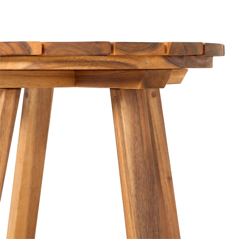 Pemberly Row Modern Slat Back Solid Wood Side Table - Natural