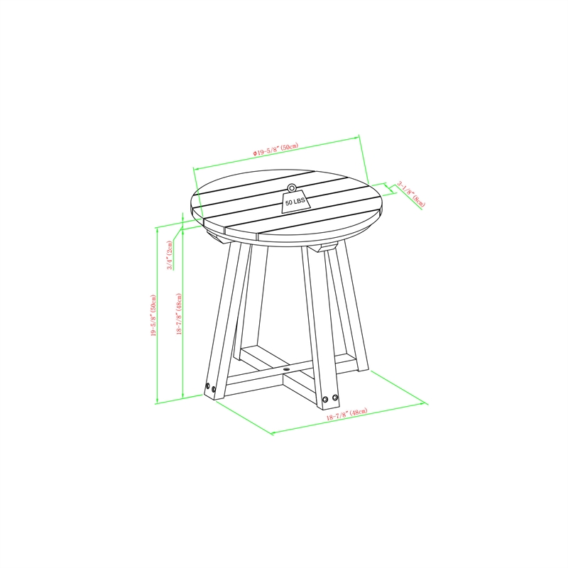 Pemberly Row Modern Slat Back Solid Wood Side Table - Natural