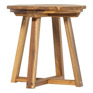Pemberly Row Modern Slat Back Solid Wood Side Table - Natural
