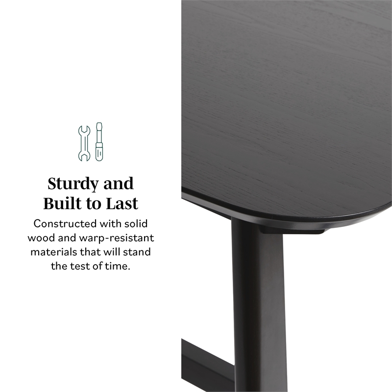 Pemberly Row Modern Solid Wood Trestle Base Dining Table - Black Ash