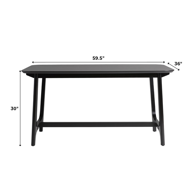 Pemberly Row Modern Solid Wood Trestle Base Dining Table - Black Ash