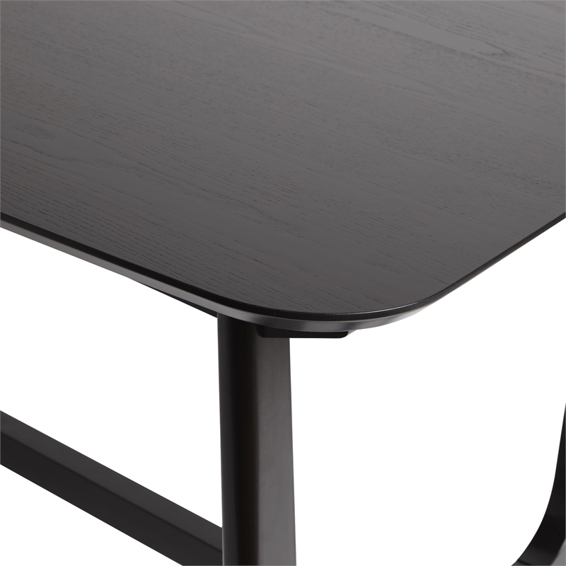 Pemberly Row Modern Solid Wood Trestle Base Dining Table - Black Ash