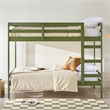 Pemberly Row Twin Over Twin Simple Solid Wood Bunk Bed - Olive Green