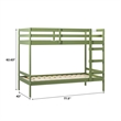 Pemberly Row Twin Over Twin Simple Solid Wood Bunk Bed - Olive Green