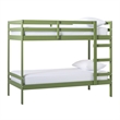 Pemberly Row Twin Over Twin Simple Solid Wood Bunk Bed - Olive Green
