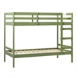 Pemberly Row Twin Over Twin Simple Solid Wood Bunk Bed - Olive Green
