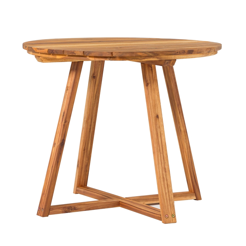 Pemberly Row Modern Slat Back Solid Wood Round Dining Table - Natural