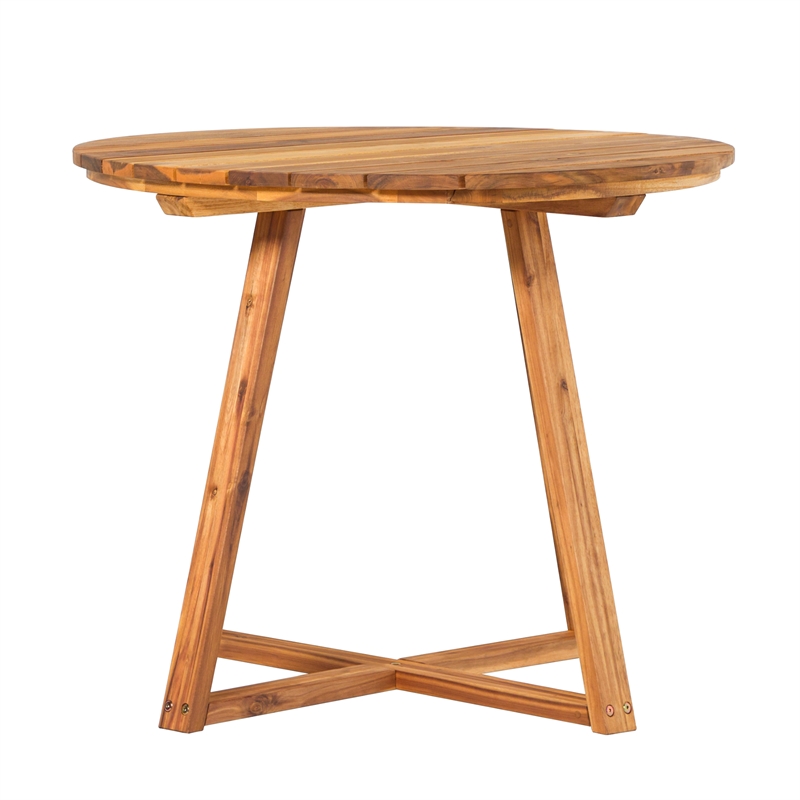 Pemberly Row Modern Slat Back Solid Wood Round Dining Table - Natural