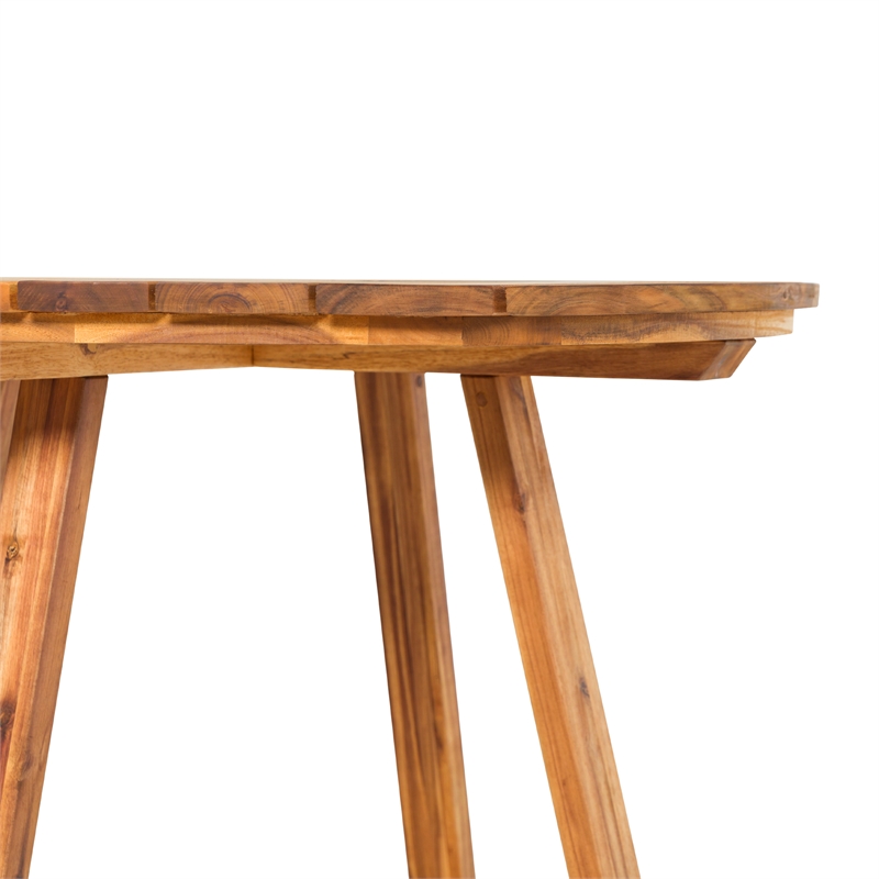 Pemberly Row Modern Slat Back Solid Wood Round Dining Table - Natural
