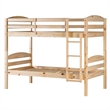 Pemberly Row Transitional Twin-over-Twin Solid Wood Bunk Bed Frame in Natural