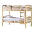 Pemberly Row Transitional Twin-over-Twin Solid Wood Bunk Bed Frame in Natural