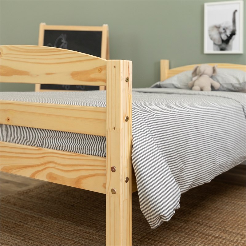 Pemberly Row Transitional Twin-over-Twin Solid Wood Bunk Bed Frame in Natural