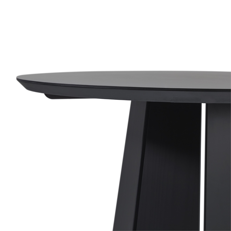 Pemberley Row Solid Pine Wood Black Dining Table Round Space-Saving 48