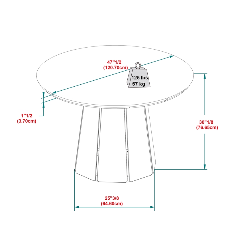 Pemberley Row Solid Pine Wood Black Dining Table Round Space-Saving 48