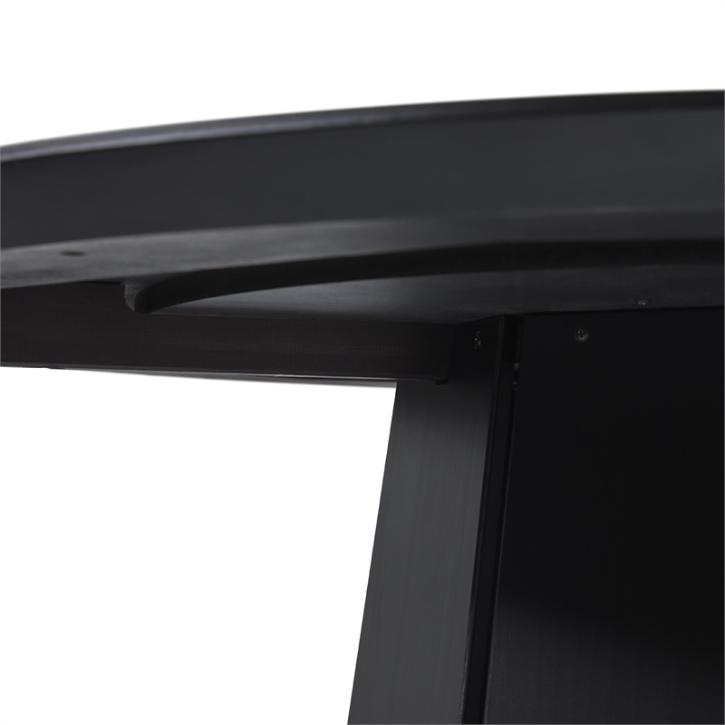 Pemberley Row Solid Pine Wood Black Dining Table Round Space-Saving 48