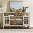 Pemberly Row Transitional Wood Glass Door Storage Sideboard 58