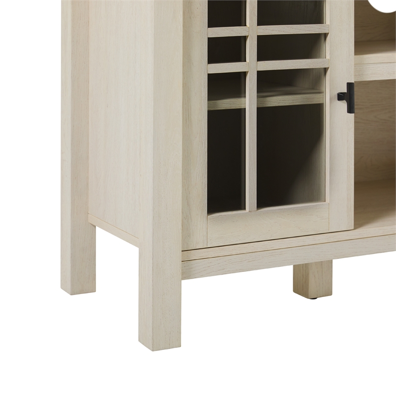Pemberly Row Transitional Wood Glass Door Storage Sideboard 58