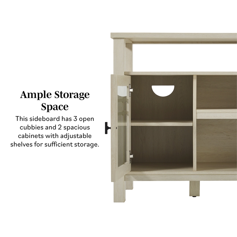 Pemberly Row Transitional Wood Glass Door Storage Sideboard 58