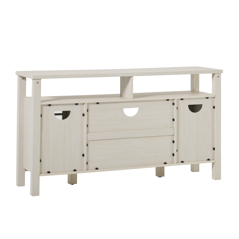 Pemberly Row Transitional Wood Glass Door Storage Sideboard 58