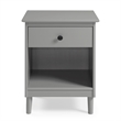 Pemberly Row Traditional 1-Drawer Solid Wood Nightstand - Gray