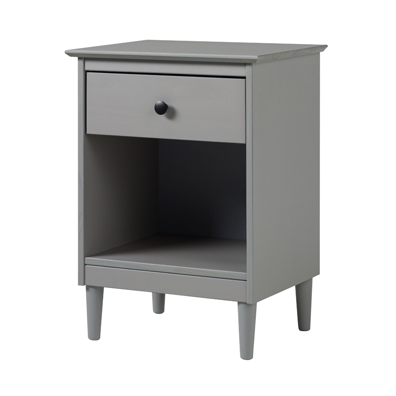 Pemberly Row Traditional 1-Drawer Solid Wood Nightstand - Gray