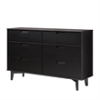 Pemberly Row 6-Drawer Groove Handle Solid Wood Dresser - Black