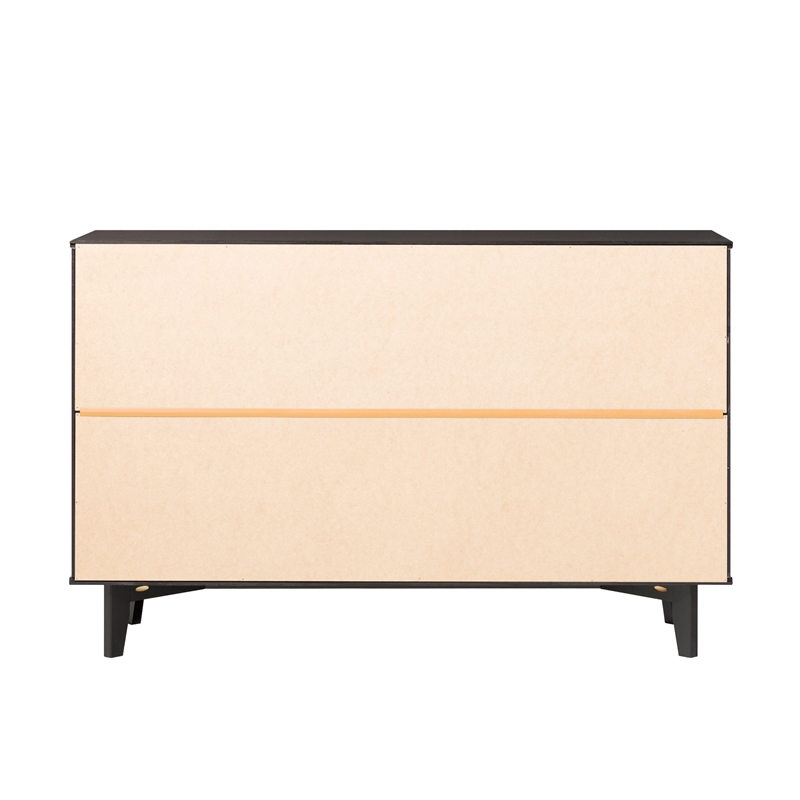 Pemberly Row 6-Drawer Groove Handle Solid Wood Dresser - Black