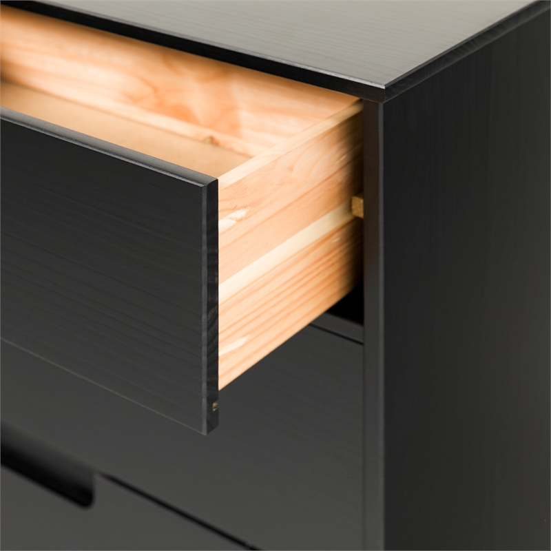 Pemberly Row 6-Drawer Groove Handle Solid Wood Dresser - Black